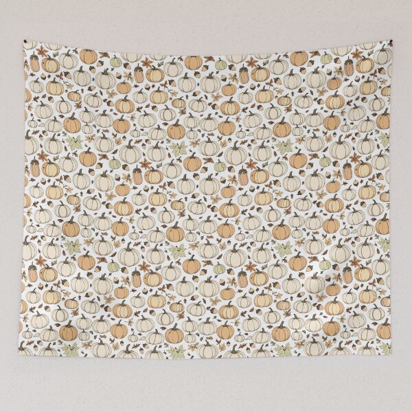 Item preview, A fall cozy pattern design of pumpkins and leaves designed and sold by Merrylands Artshop.