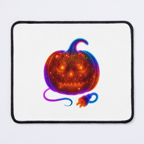 Item preview, Electrician Halloween — Neon PCB Jack-O’-Lantern with Power Plug (Glow Circuit Badge) designed and sold by VibeOasis.