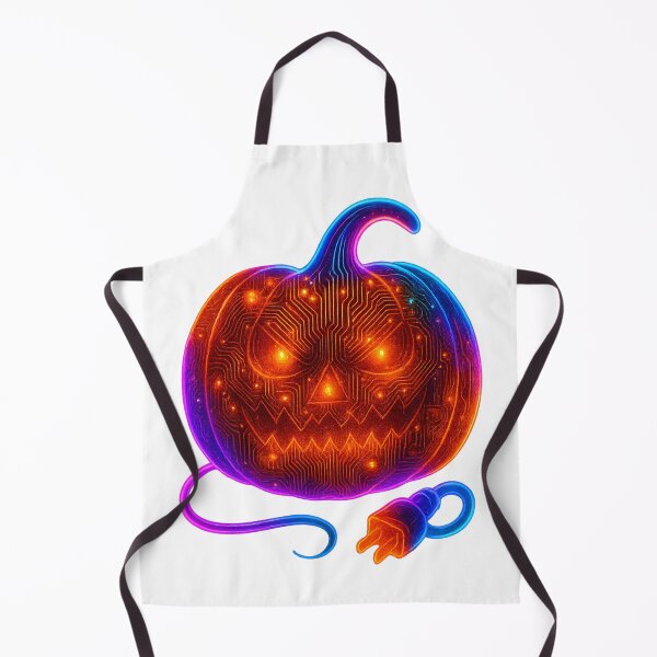 Item preview, Electrician Halloween — Neon PCB Jack-O’-Lantern with Power Plug (Glow Circuit Badge) designed and sold by VibeOasis.