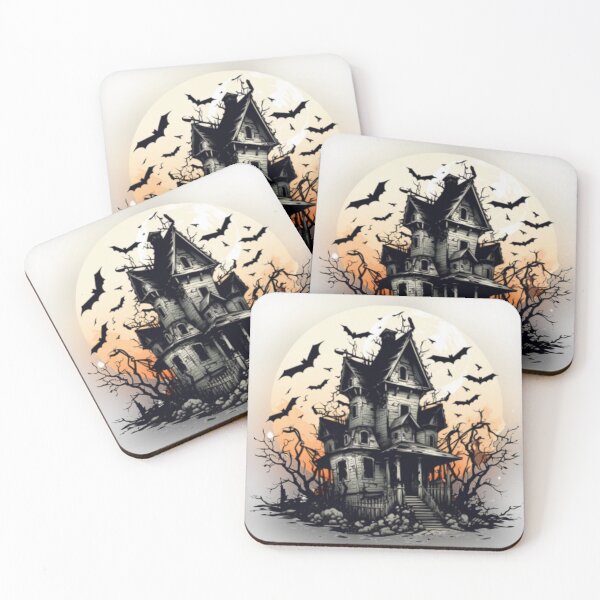 Item preview, Spooky Haunted House with Bats Flying | Gothic Halloween Art designed and sold by Ani-24.