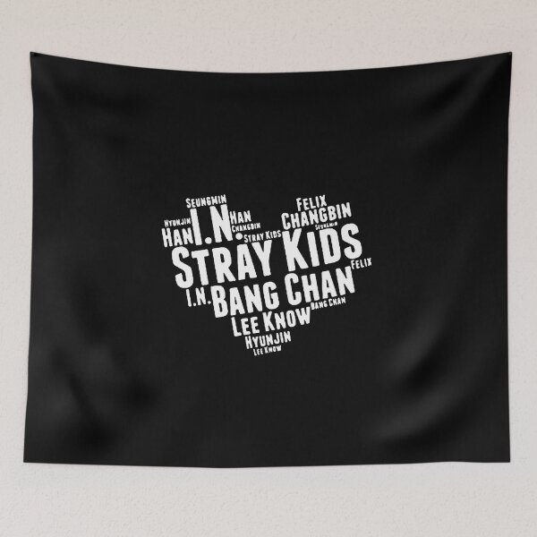 Item preview, Stray Kids heart names black and white t-shirt 5 Star comeback poster kpop boy group bang chan lee know changbin hyunjin han felix seungmin jeongin designed and sold by Kpop-Noona.