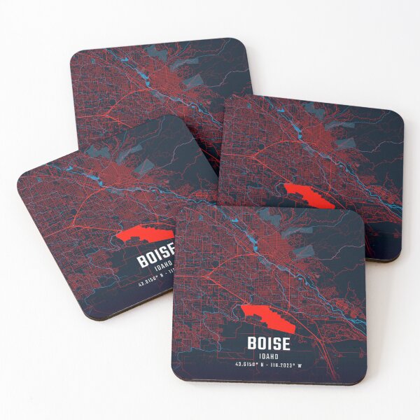 Item preview, Boise Red & Blue Minimalist Map designed and sold by HomeLivingCo.