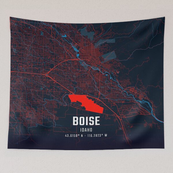 Item preview, Boise Red & Blue Minimalist Map designed and sold by HomeLivingCo.