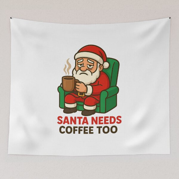 Item preview, Santa Needs Coffee Too Shirt – Funny Christmas Holiday Coffee Lover Tee designed and sold by Karn.Co.