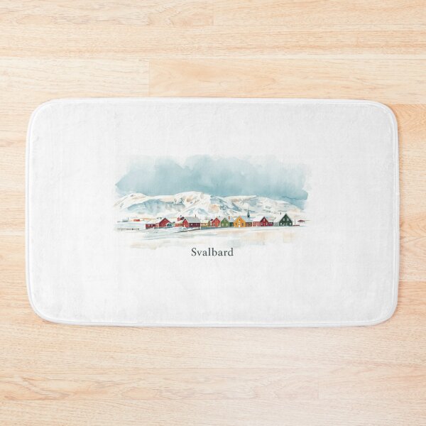Item preview, Colorful houses in the snowy landscape of Svalbard designed and sold by StormArte.
