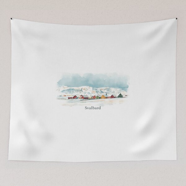 Item preview, Colorful houses in the snowy landscape of Svalbard designed and sold by StormArte.