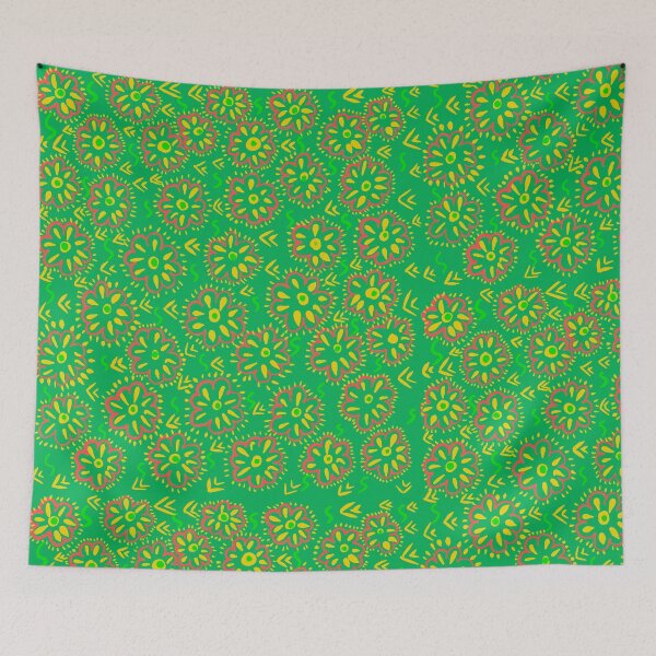 Item preview, Retro green Abstract Flower Pattern | Cute flowers pattern design designed and sold by Swati's Digital Den.