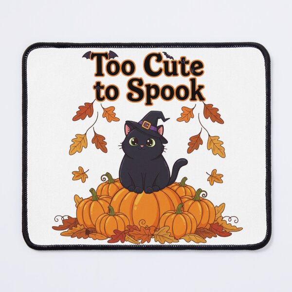 Item preview, black cat Halloween "Too Cute to Spook" - Pumpkins & Autumn designed and sold by designwiss.
