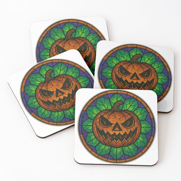 Item preview, Jack-o’-Lantern Rose Window – Halloween Stained Glass designed and sold by Ashes & intent .