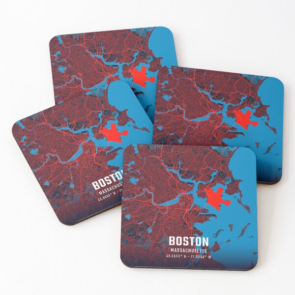 Item preview, Boston Red & Blue Minimalist Map designed and sold by HomeLivingCo.
