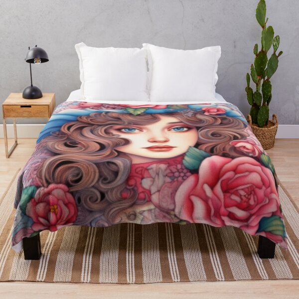 Item preview, Beautiful Girl with Roses and Floral Aesthetic valentine's day Artwork designed and sold by Ani-24.