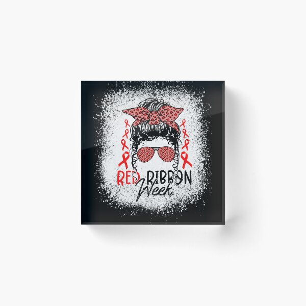 Item preview, Red Ribbon Week Messy Bun – Leopard Bow Sunglasses Drug-Free Awareness  designed and sold by Alluka Brand.