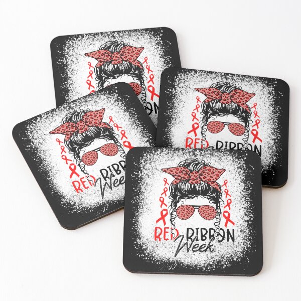 Item preview, Red Ribbon Week Messy Bun – Leopard Bow Sunglasses Drug-Free Awareness  designed and sold by Alluka Brand.