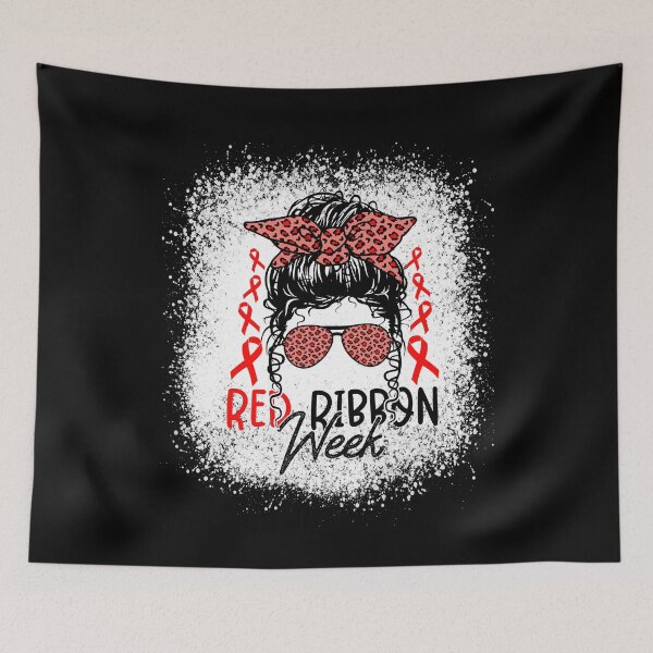 Item preview, Red Ribbon Week Messy Bun – Leopard Bow Sunglasses Drug-Free Awareness  designed and sold by Alluka Brand.