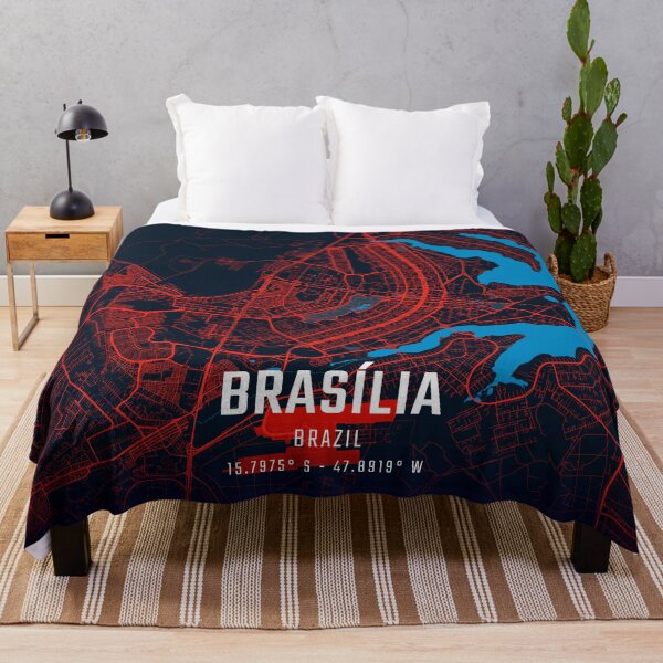 Item preview, Brasília Red & Blue Minimalist Map designed and sold by HomeLivingCo.