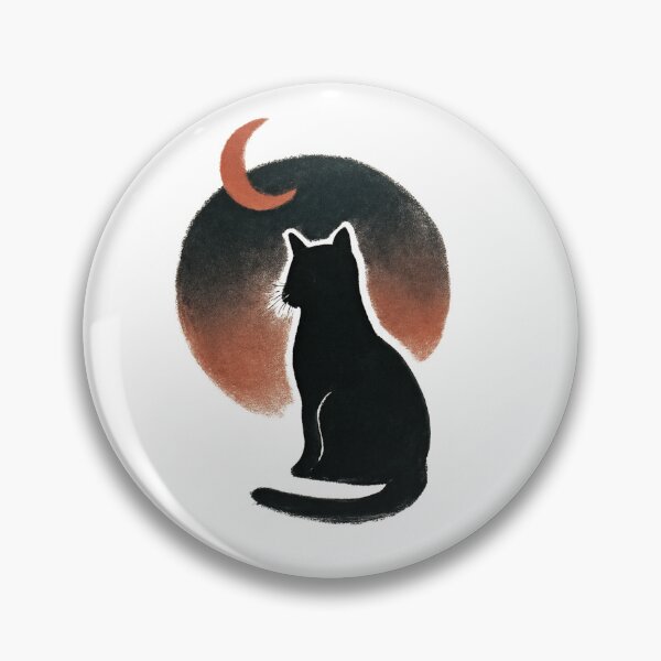 Item preview, Black Cat Staring at the Crescent Moon 月夜に佇む黒猫 designed and sold by TakaArtWorks.