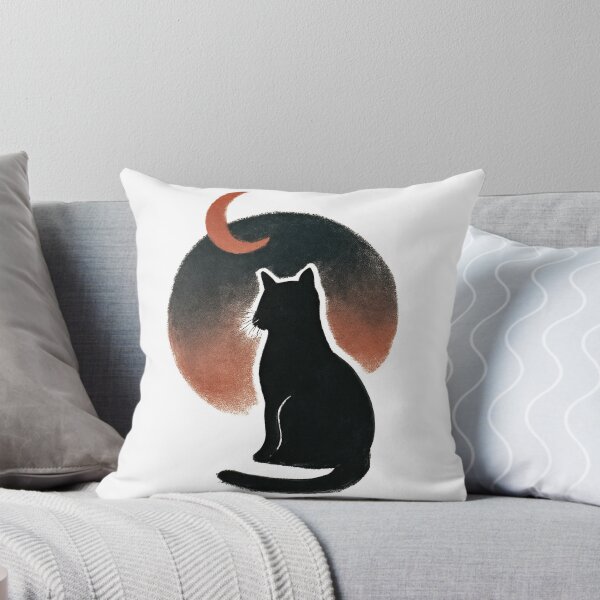 Item preview, Black Cat Staring at the Crescent Moon 月夜に佇む黒猫 designed and sold by TakaArtWorks.