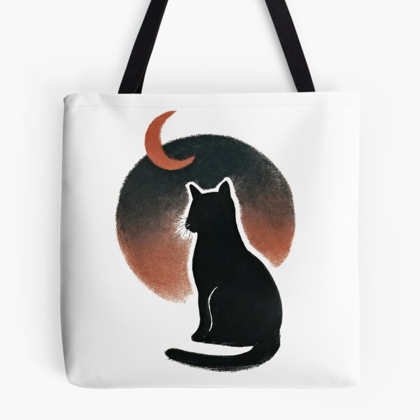 Item preview, Black Cat Staring at the Crescent Moon 月夜に佇む黒猫 designed and sold by TakaArtWorks.