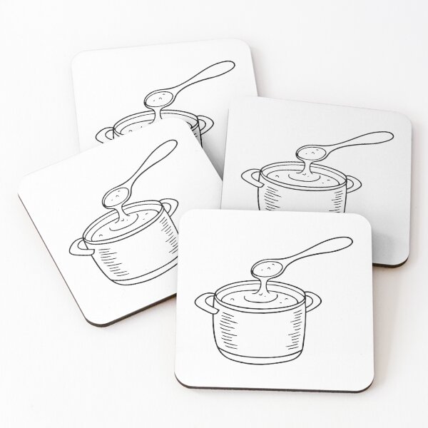 Item preview, A spoon stirring sauce slowly in a small pot designed and sold by rasagamastore.