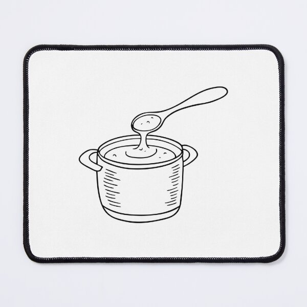 Item preview, A spoon stirring sauce slowly in a small pot designed and sold by rasagamastore.