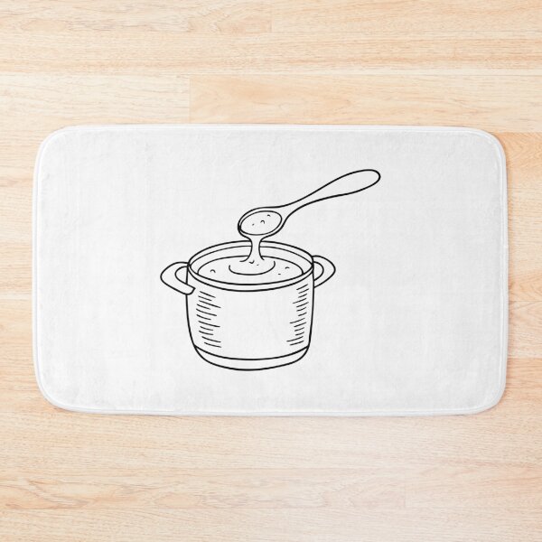 Item preview, A spoon stirring sauce slowly in a small pot designed and sold by rasagamastore.