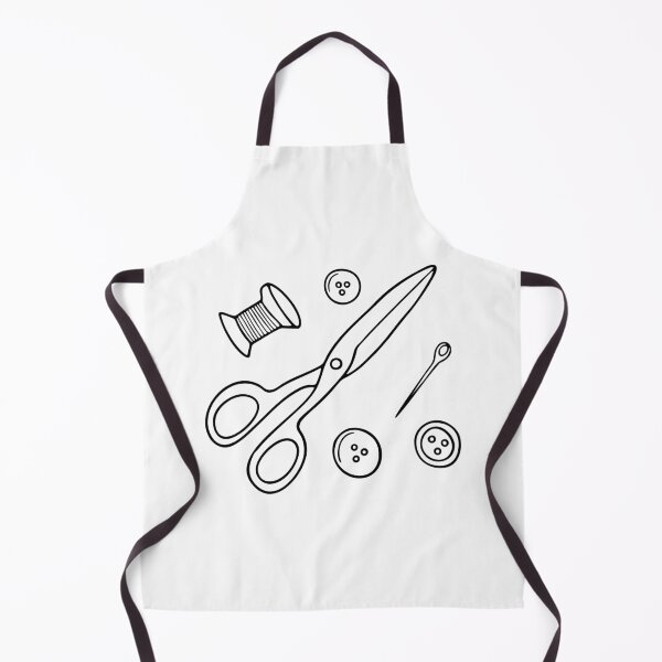 Item preview, Scissors with thread, button, and needle placed beside designed and sold by rasagamastore.