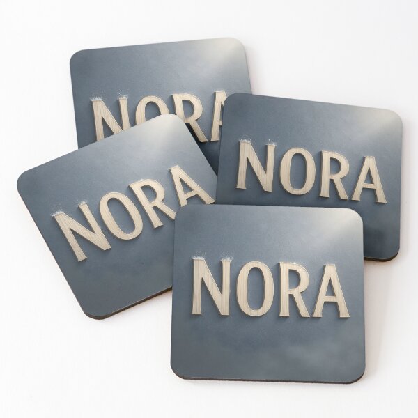 Item preview, NORA Nordic Birch Name Print – Minimal Wood Inlay on Slate Wall with Frost designed and sold by VoidBloom Studio.