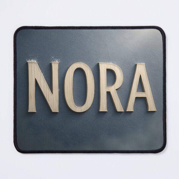 Item preview, NORA Nordic Birch Name Print – Minimal Wood Inlay on Slate Wall with Frost designed and sold by VoidBloom Studio.