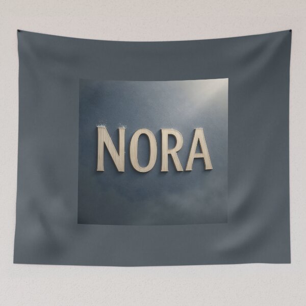 Item preview, NORA Nordic Birch Name Print – Minimal Wood Inlay on Slate Wall with Frost designed and sold by VoidBloom Studio.