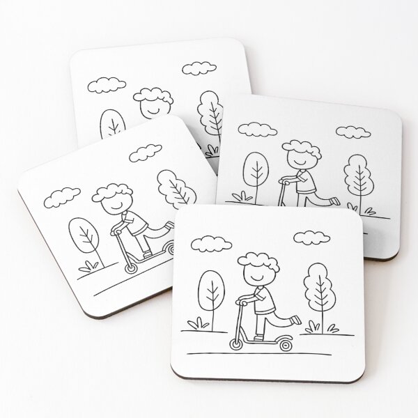 Item preview, A child riding a scooter along a quiet sidewalk designed and sold by rasagamastore.