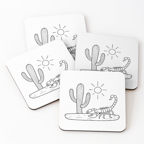 Item preview, A scorpion pausing beside a cactus in a quiet landscape designed and sold by rasagamastore.