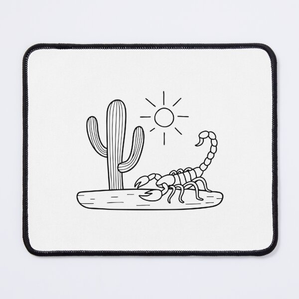 Item preview, A scorpion pausing beside a cactus in a quiet landscape designed and sold by rasagamastore.