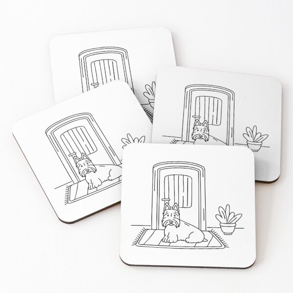 Item preview, A Scottish terrier sitting alert on a doormat by the door designed and sold by rasagamastore.