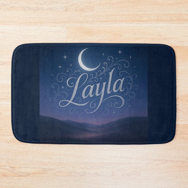 Item preview, LAYLA Moonlit Calligraphy Name Print – Silver Filigree Script over Desert Night Sky designed and sold by VoidBloom Studio.
