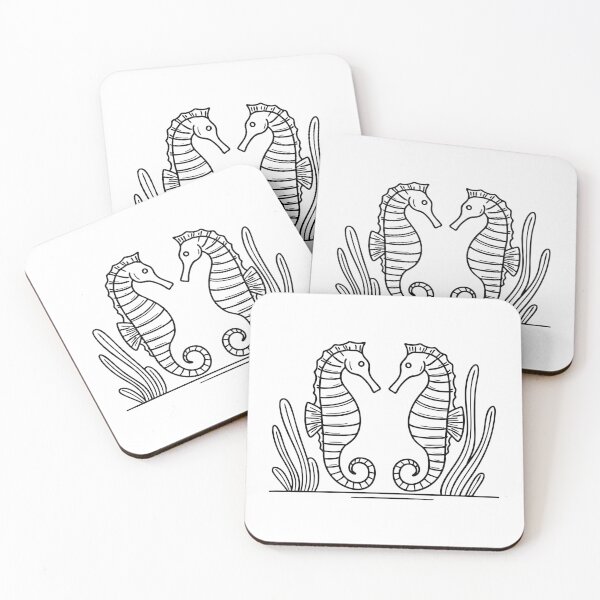 Item preview, A pair of seahorses facing each other among sea plants designed and sold by rasagamastore.