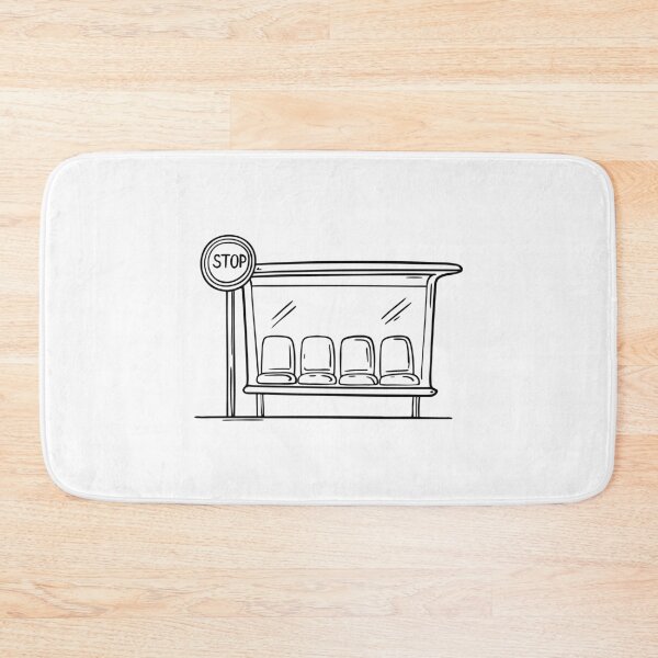 Item preview, A row of empty seats at a quiet bus stop near a stop sign designed and sold by rasagamastore.