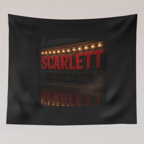 Item preview, SCARLETT Velvet Marquee Name Print – Cinema Noir Signage with Rain Reflections designed and sold by VoidBloom Studio.