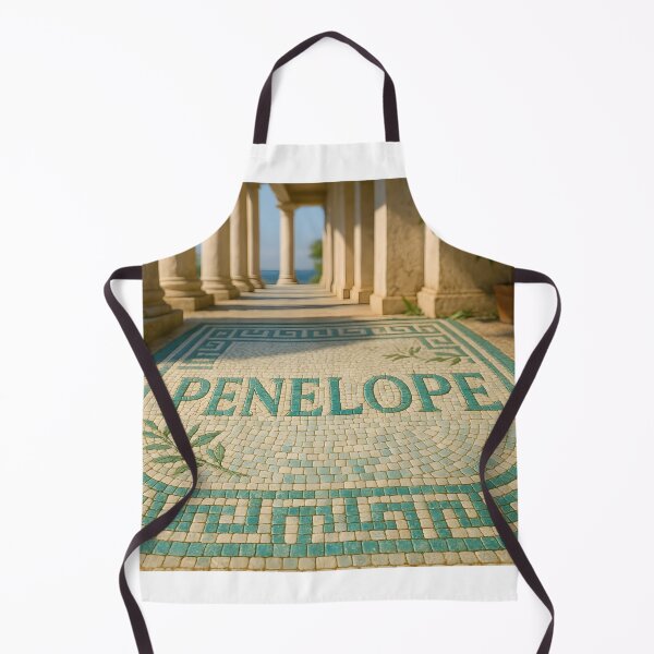 Item preview, PENELOPE Greco-Mosaic Name Print – Aegean Tile Typography with Colonnade & Olive Motifs designed and sold by VoidBloom Studio.
