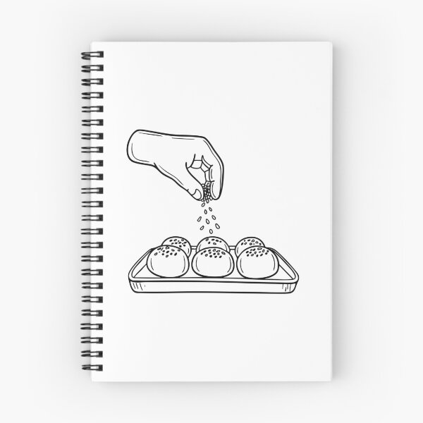 Item preview, A hand scattering sesame seeds onto unbaked buns on a tray designed and sold by rasagamastore.