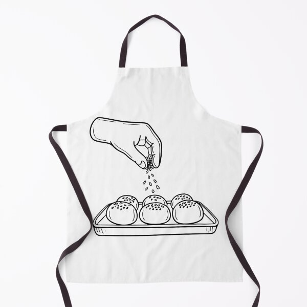 Item preview, A hand scattering sesame seeds onto unbaked buns on a tray designed and sold by rasagamastore.