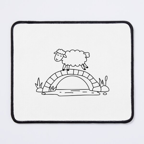 Item preview, A sheep crossing a stone bridge over a stream designed and sold by rasagamastore.
