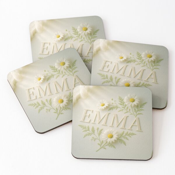 Item preview, EMMA Cottagecore Daisy Name Print – Letterpress Floral on Cotton Paper designed and sold by VoidBloom Studio.