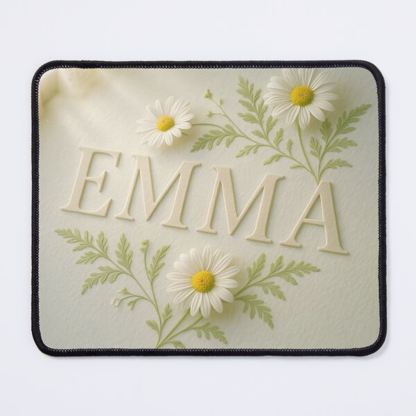 Item preview, EMMA Cottagecore Daisy Name Print – Letterpress Floral on Cotton Paper designed and sold by VoidBloom Studio.