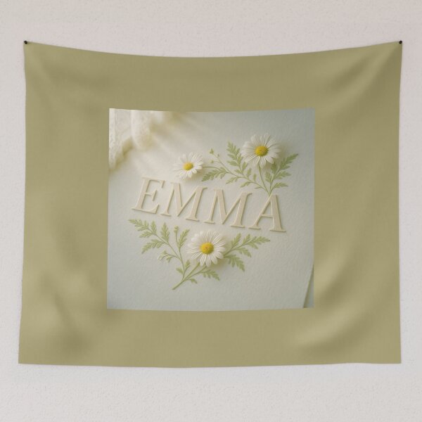 Item preview, EMMA Cottagecore Daisy Name Print – Letterpress Floral on Cotton Paper designed and sold by VoidBloom Studio.