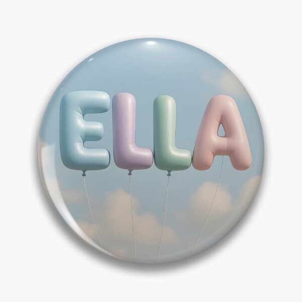 Item preview, ELLA Pastel Balloon Name Art – Letter Balloons in Blue Sky with Soft Clouds designed and sold by VoidBloom Studio.