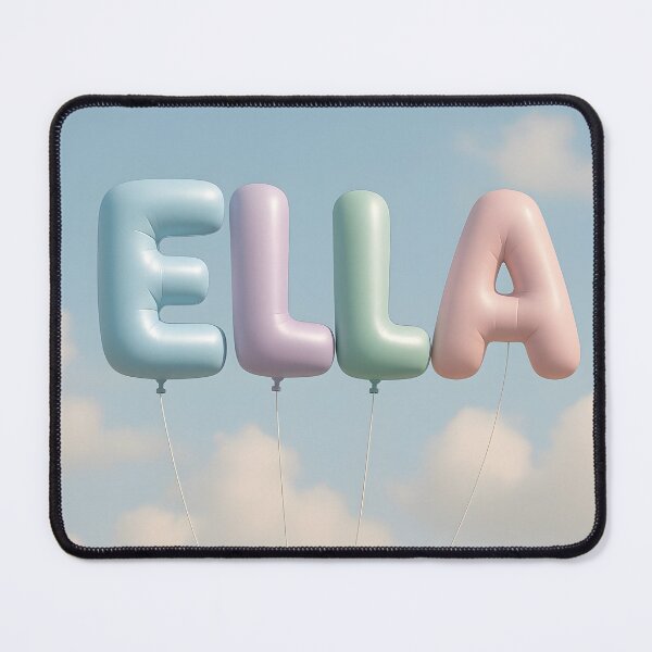 Item preview, ELLA Pastel Balloon Name Art – Letter Balloons in Blue Sky with Soft Clouds designed and sold by VoidBloom Studio.