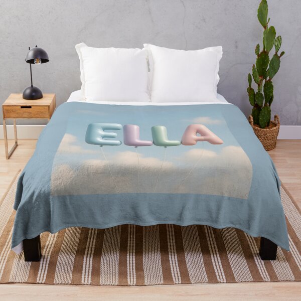 Item preview, ELLA Pastel Balloon Name Art – Letter Balloons in Blue Sky with Soft Clouds designed and sold by VoidBloom Studio.