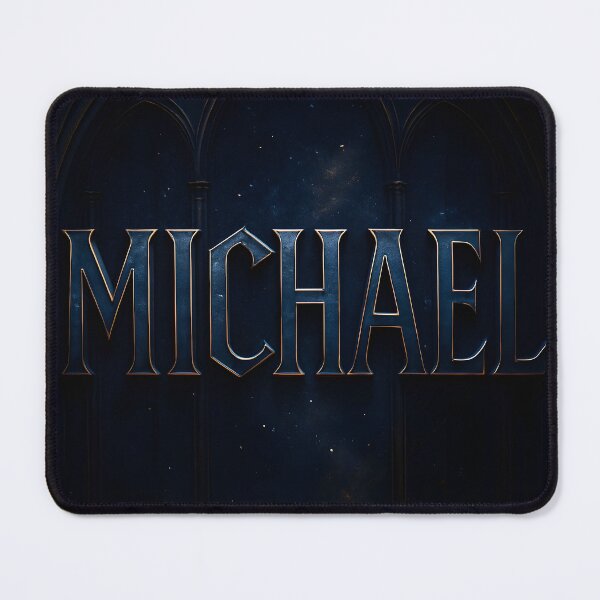 Item preview, MICHAEL Gothic Steel Name Art – Starfield Inlay with Cathedral Arches designed and sold by VoidBloom Studio.