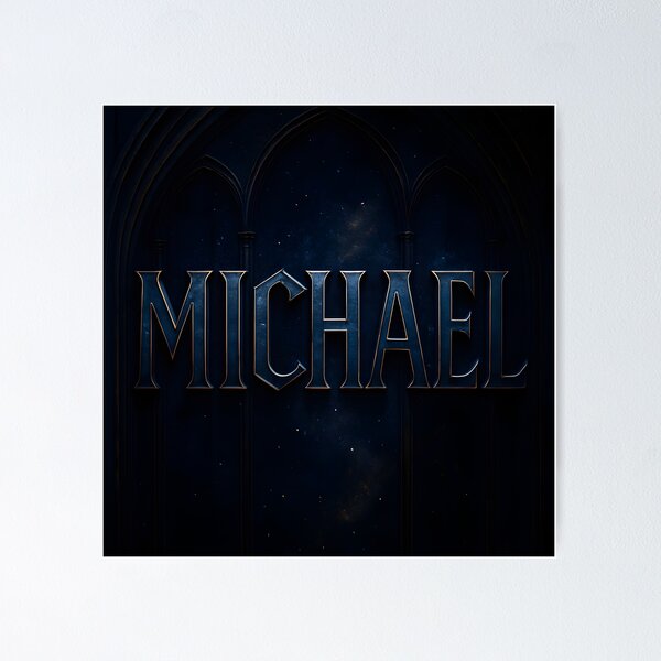 Item preview, MICHAEL Gothic Steel Name Art – Starfield Inlay with Cathedral Arches designed and sold by VoidBloom Studio.
