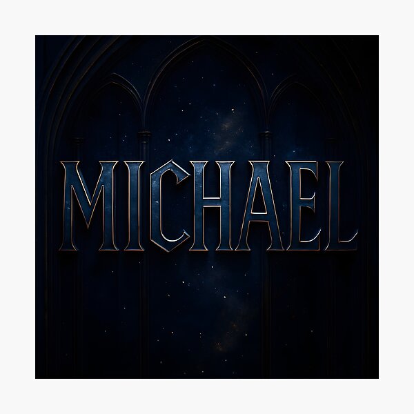Item preview, MICHAEL Gothic Steel Name Art – Starfield Inlay with Cathedral Arches designed and sold by VoidBloom Studio.